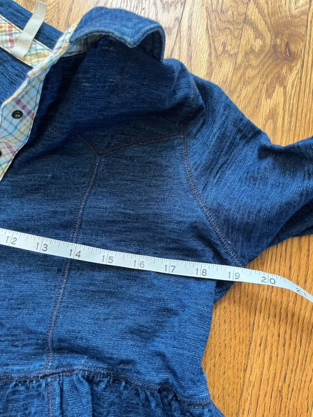 Free People blue‎ slub knit snap-front moonlight magic western tonic dress S b3